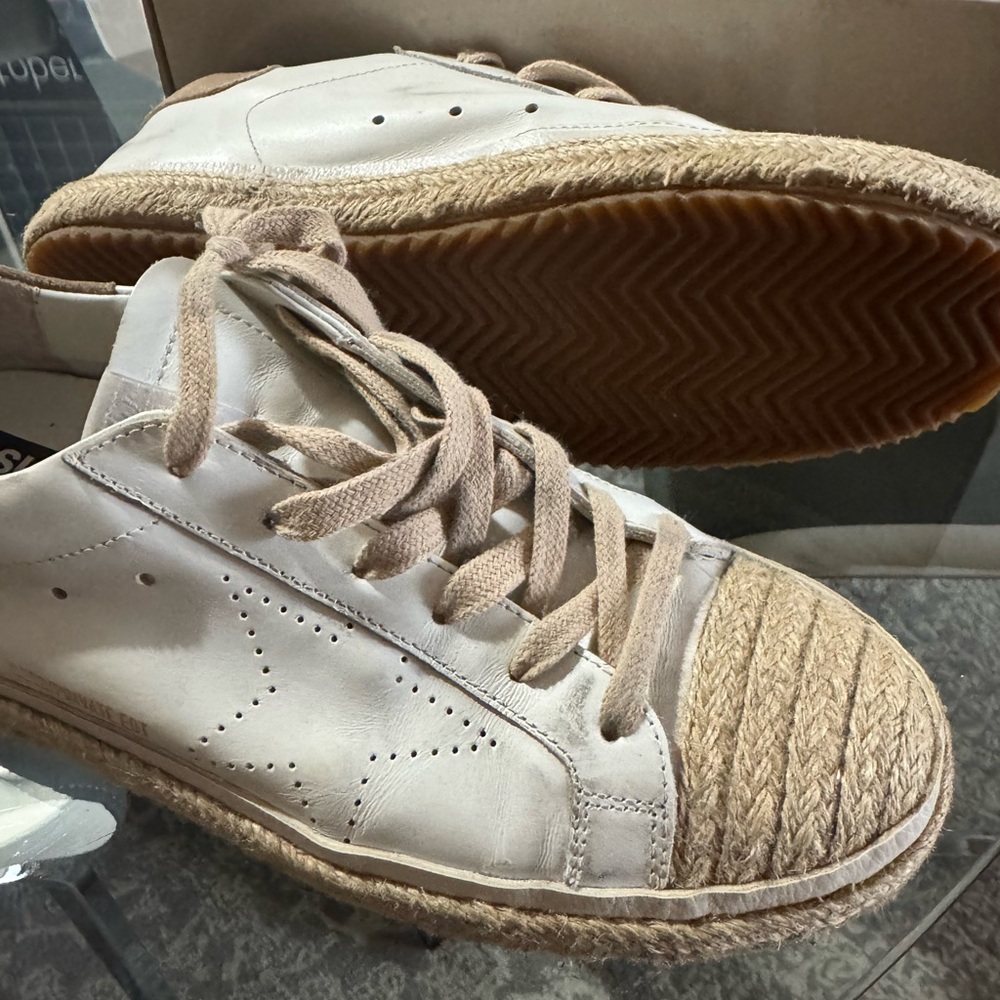 Limited Edition Golden Goose White and Tan Sneakers